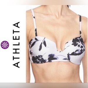 New Athleta Floral Aqualuxe Print Square Plunge Bikini Top